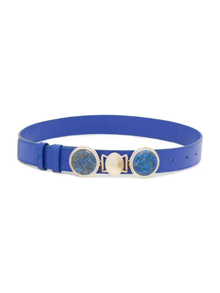 Grange Stone Belt in Navy Leather Grange Stone Belt in Navy Leather