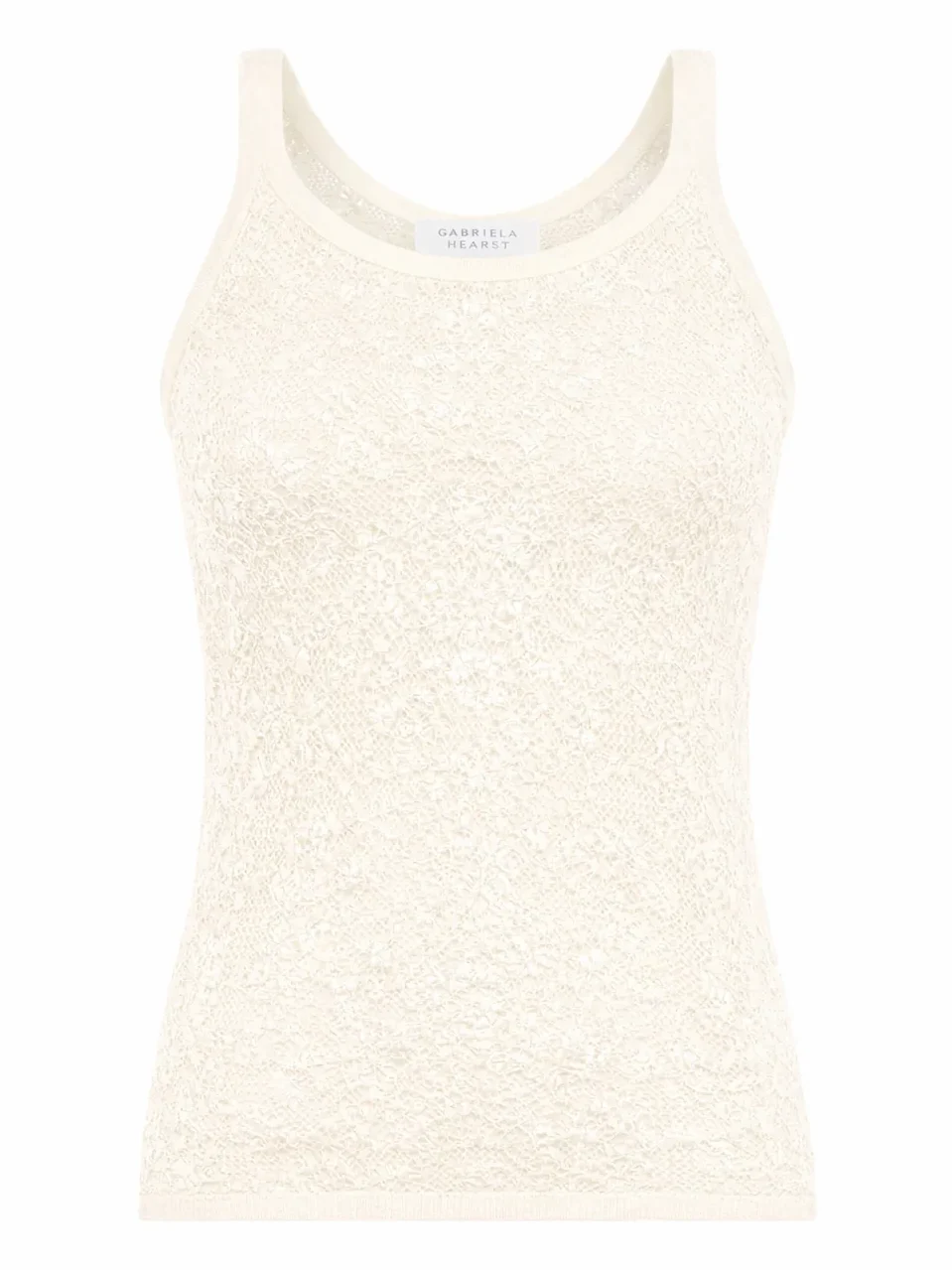 Gabriela Hearst Cyrinne Lace Knit Tank Top in Off White Merino Wool