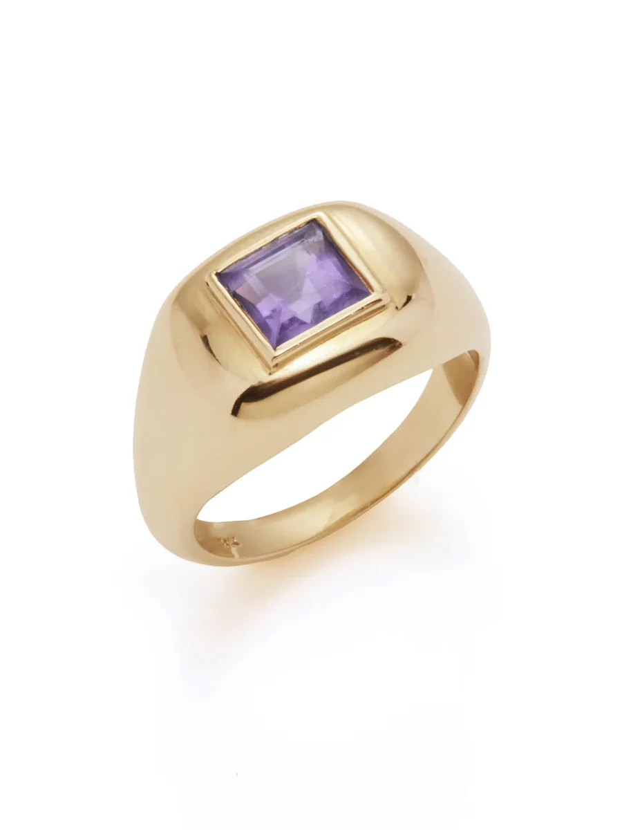 Medium Ring in 18K Yellow Gold & Amethyst Stone Medium Ring in 18K Yellow Gold & Amethyst Stone