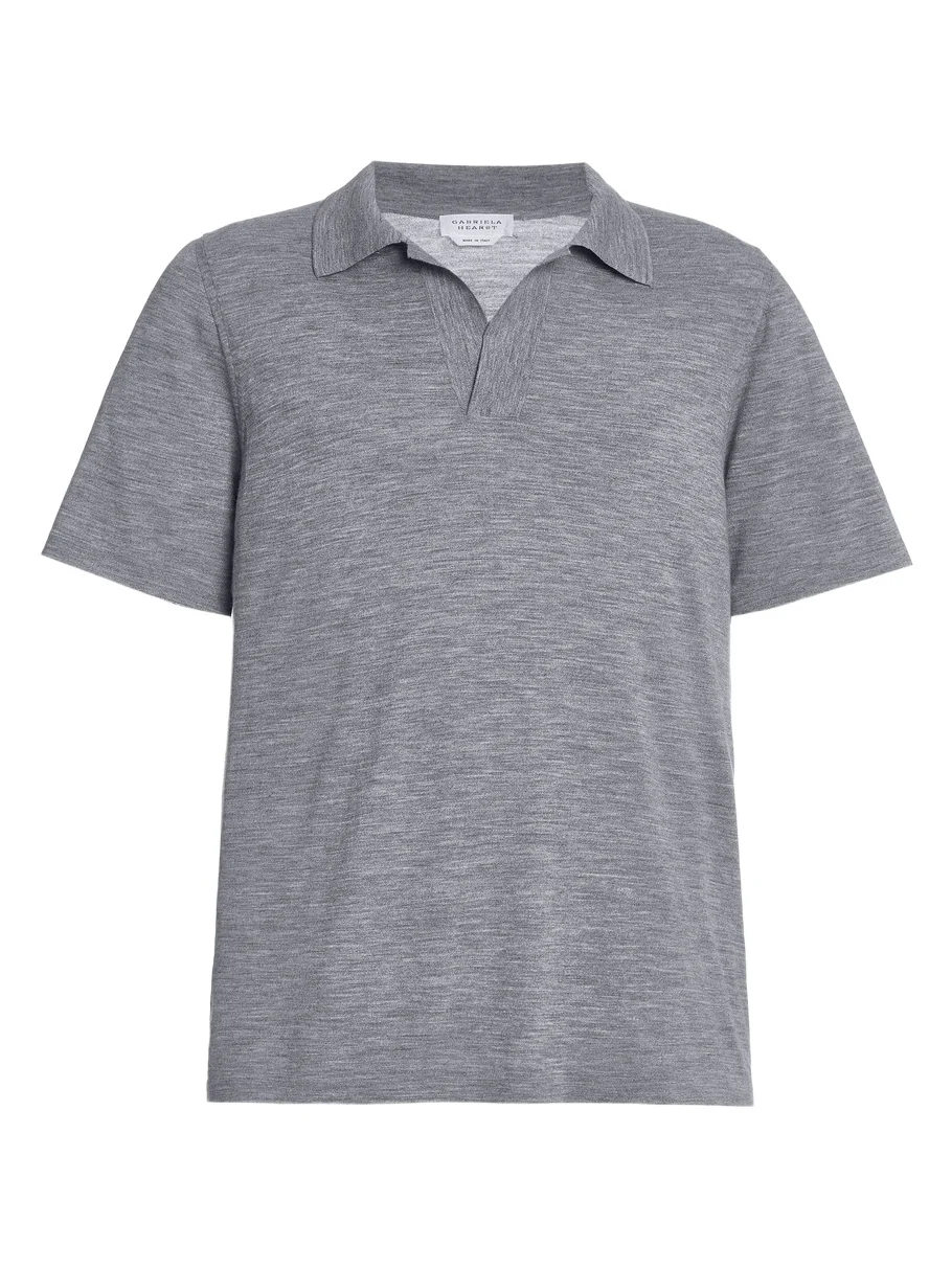 Gabriela Hearst Stendhal Knit Short Sleeve Polo in Heather Grey Cashmere