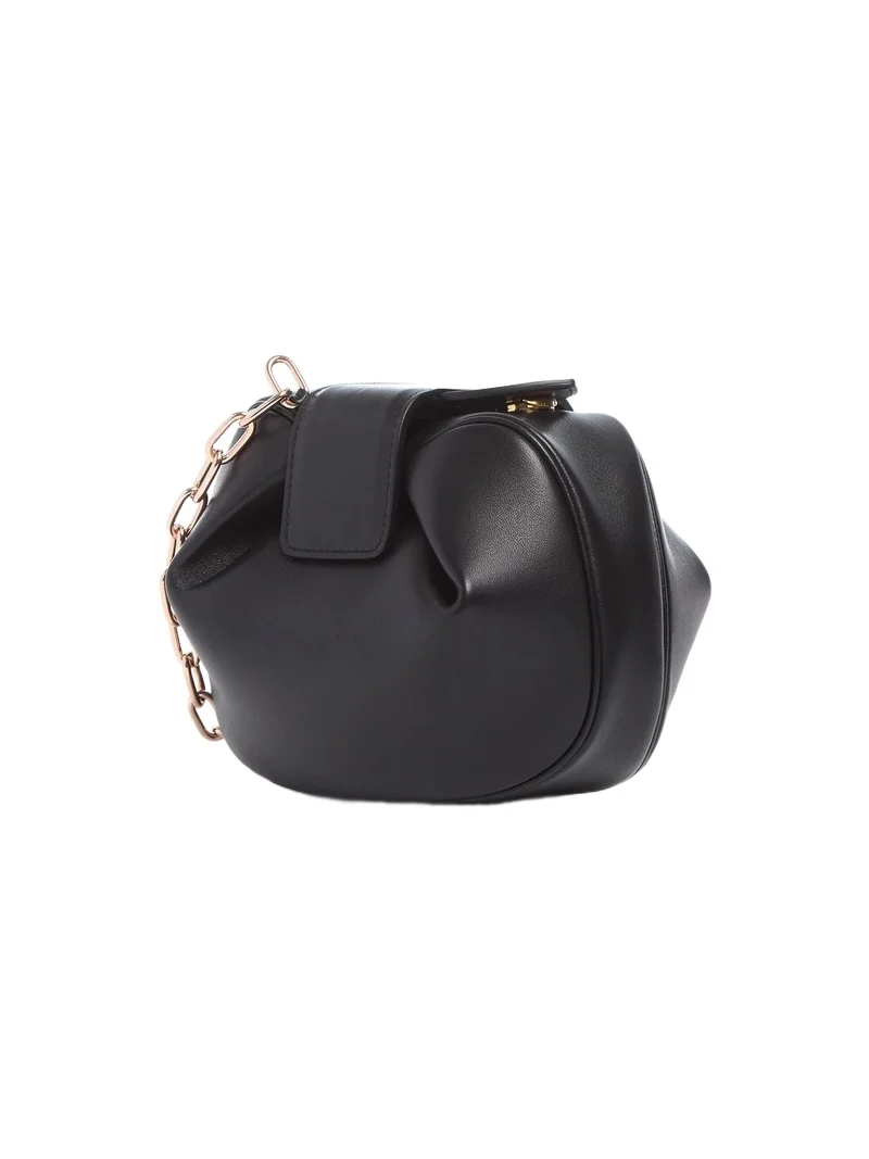 Gabriela Hearst Soft Demi Clutch with Chain in Black Nappa Leather