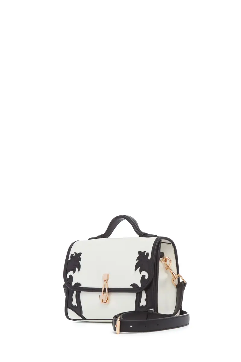 Gabriela Hearst Small Leonora Western Flap Bag in Black & Ivory Leather | Thumbnail 2 Gabriela Hearst Small Leonora Western Flap Bag in Black & Ivory Leather | Thumbnail 2