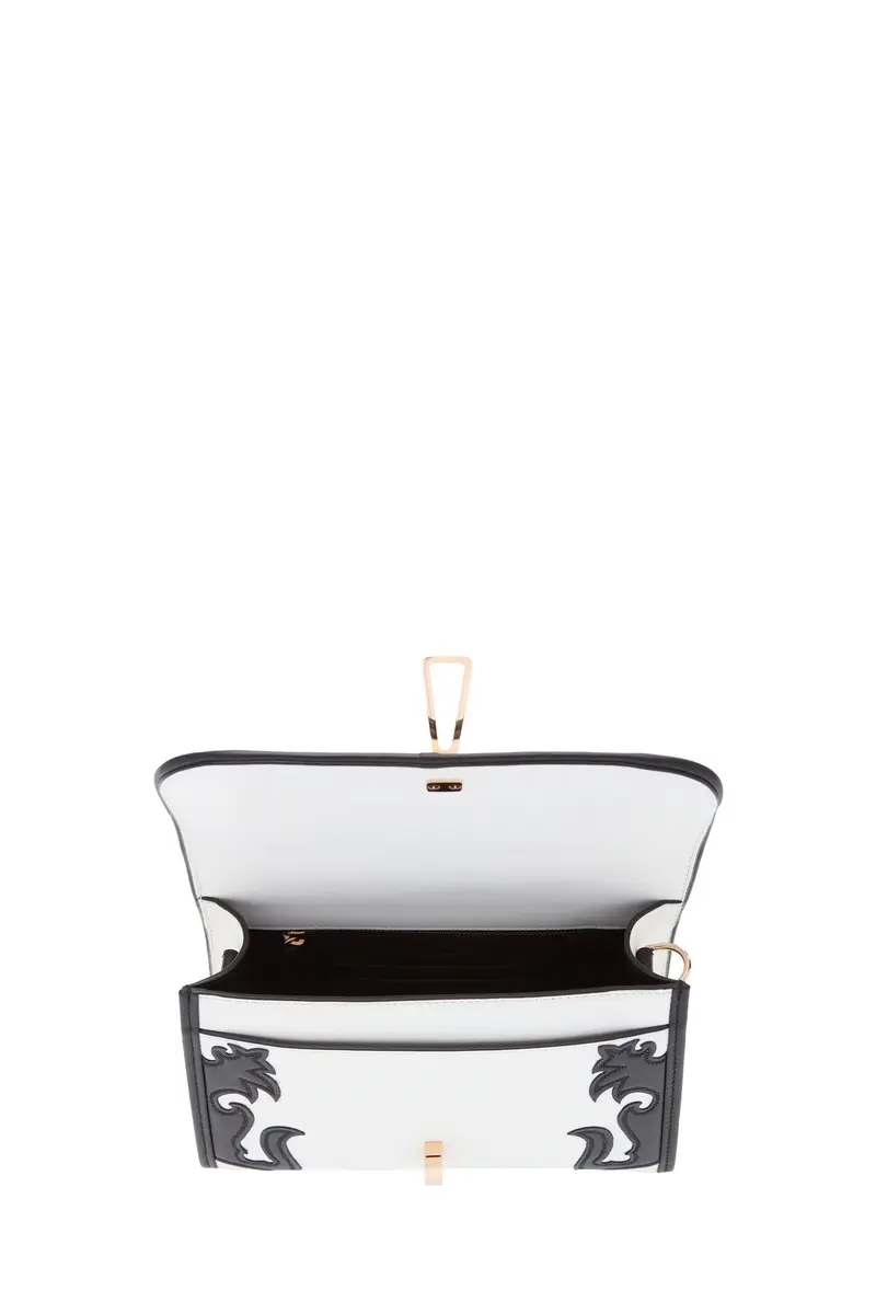 Gabriela Hearst Small Leonora Western Flap Bag in Black & Ivory Leather | Thumbnail 4 Gabriela Hearst Small Leonora Western Flap Bag in Black & Ivory Leather | Thumbnail 4