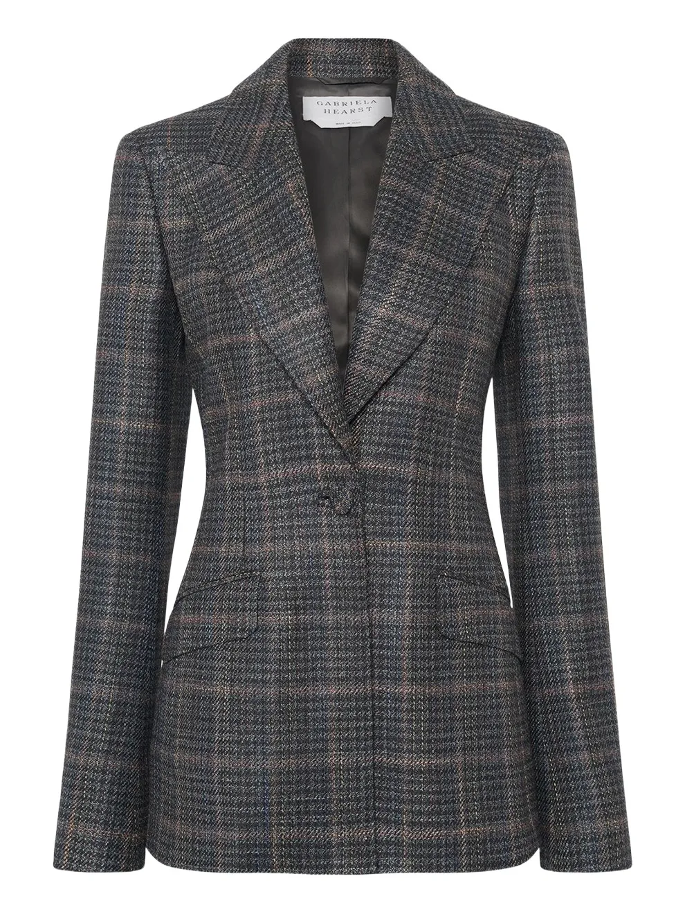 Leiva Blazer in Charcoal Multi Wool Silk Clubcheck Plaid Leiva Blazer in Charcoal Multi Wool Silk Clubcheck Plaid