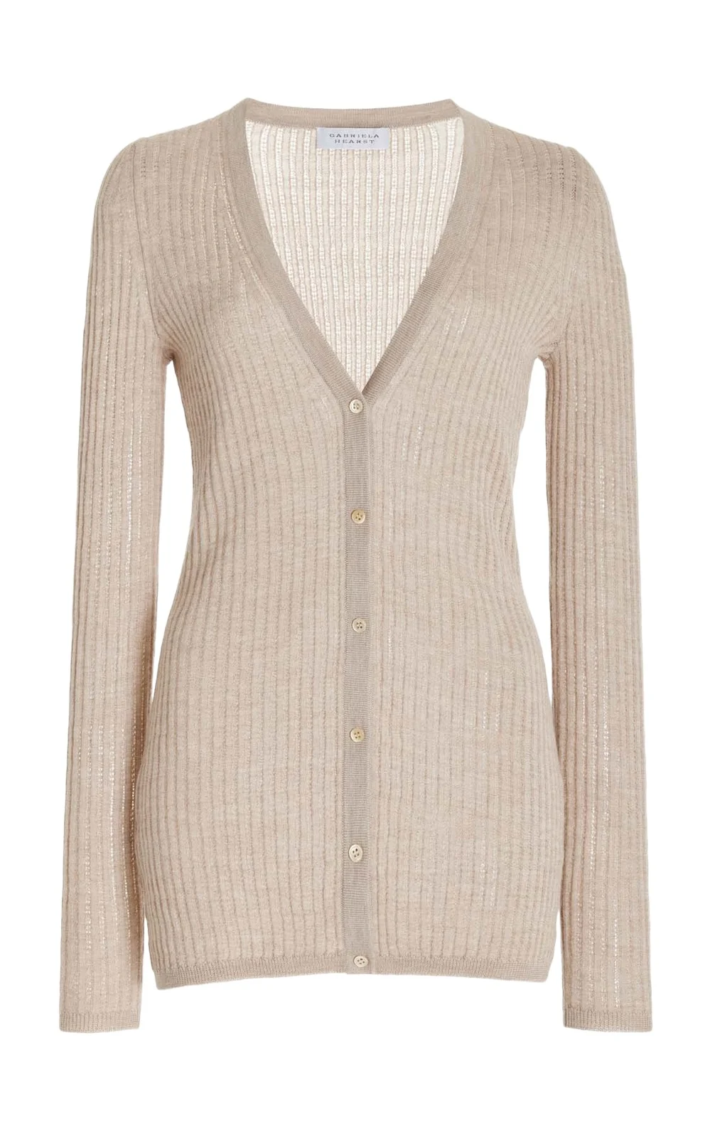 Emma Pointelle Knit Cardigan in Oatmeal Cashmere Silk Emma Pointelle Knit Cardigan in Oatmeal Cashmere Silk