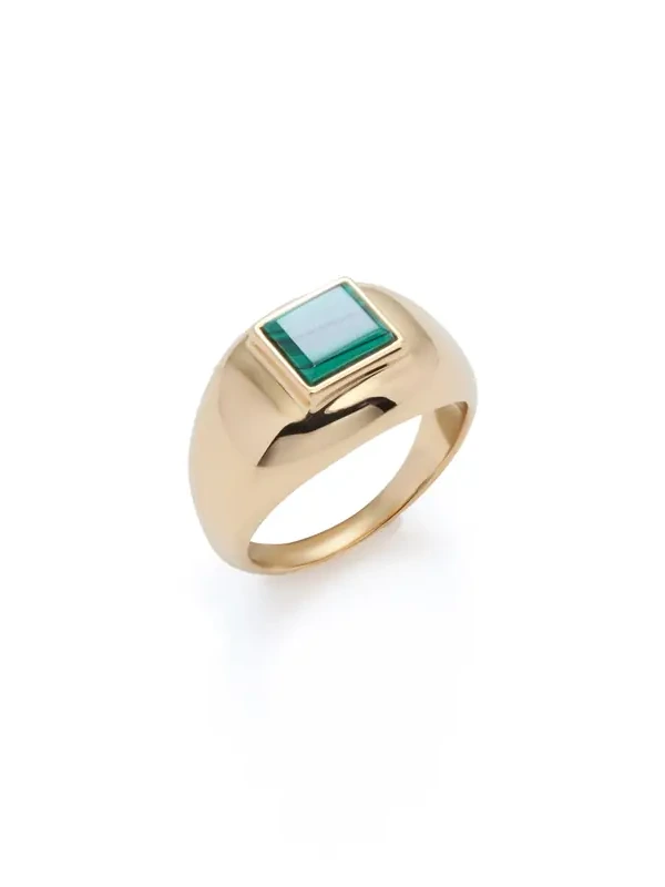Medium Ring in 18K Yellow Gold & Malachite Stone Medium Ring in 18K Yellow Gold & Malachite Stone