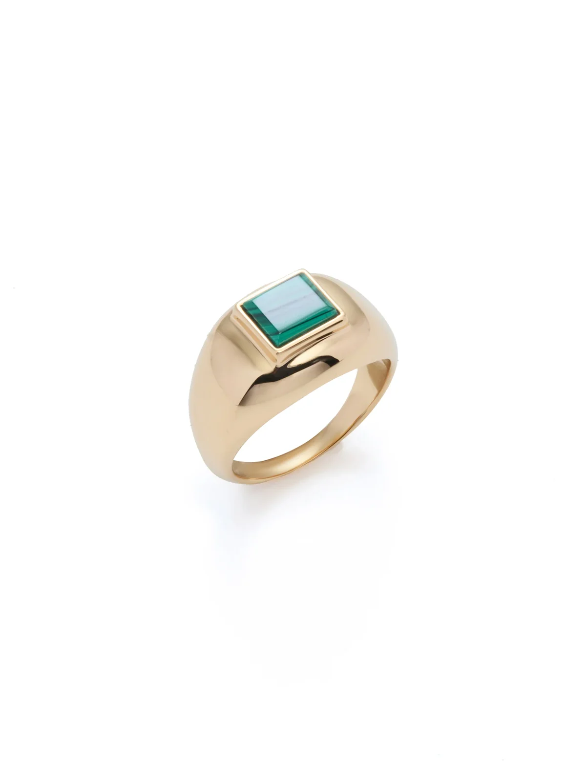 Medium Ring in 18K Yellow Gold & Malachite Stone