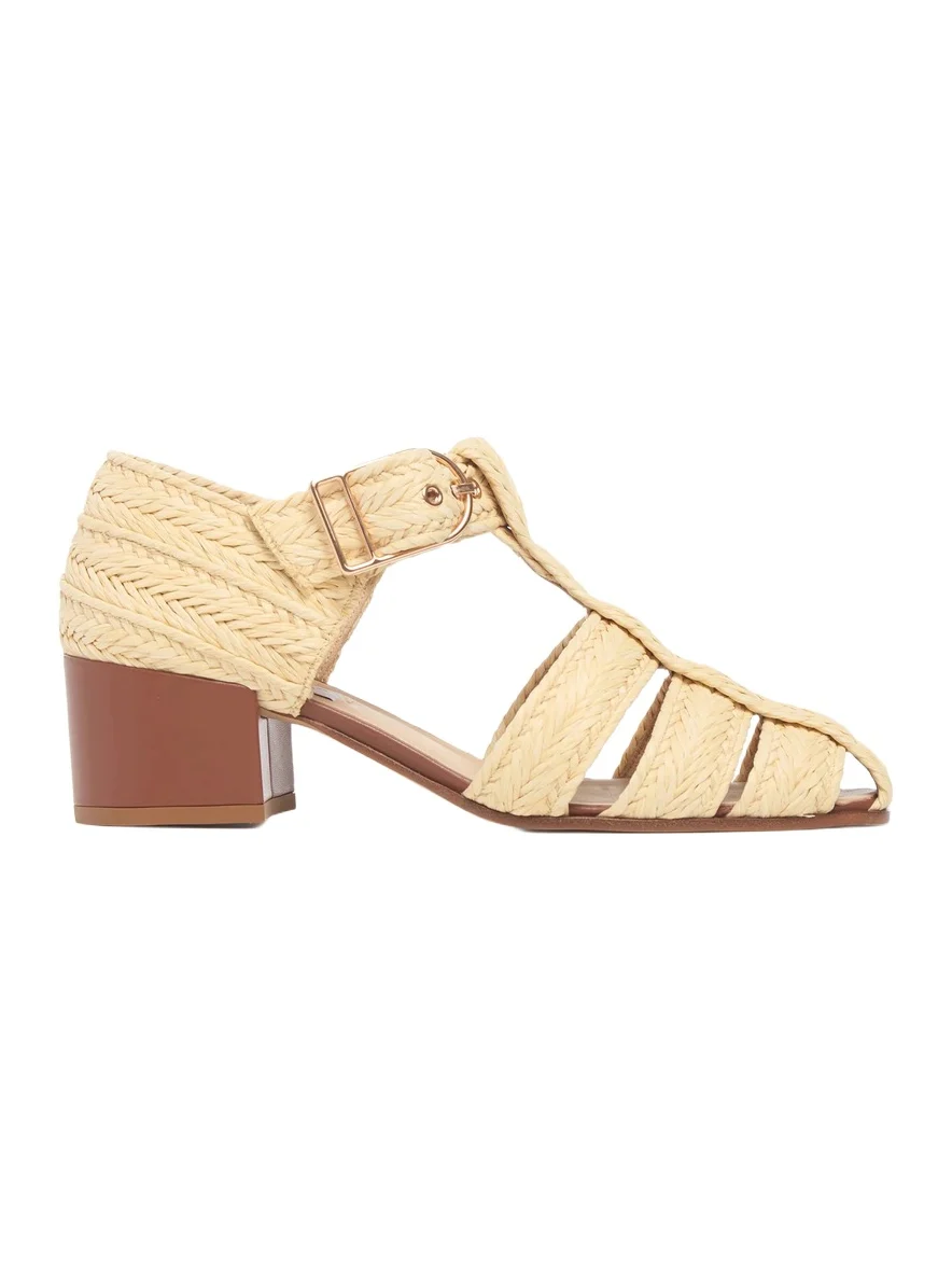Lyle Block Heel Pump Sandal in Natural Raffia Lyle Block Heel Pump Sandal in Natural Raffia
