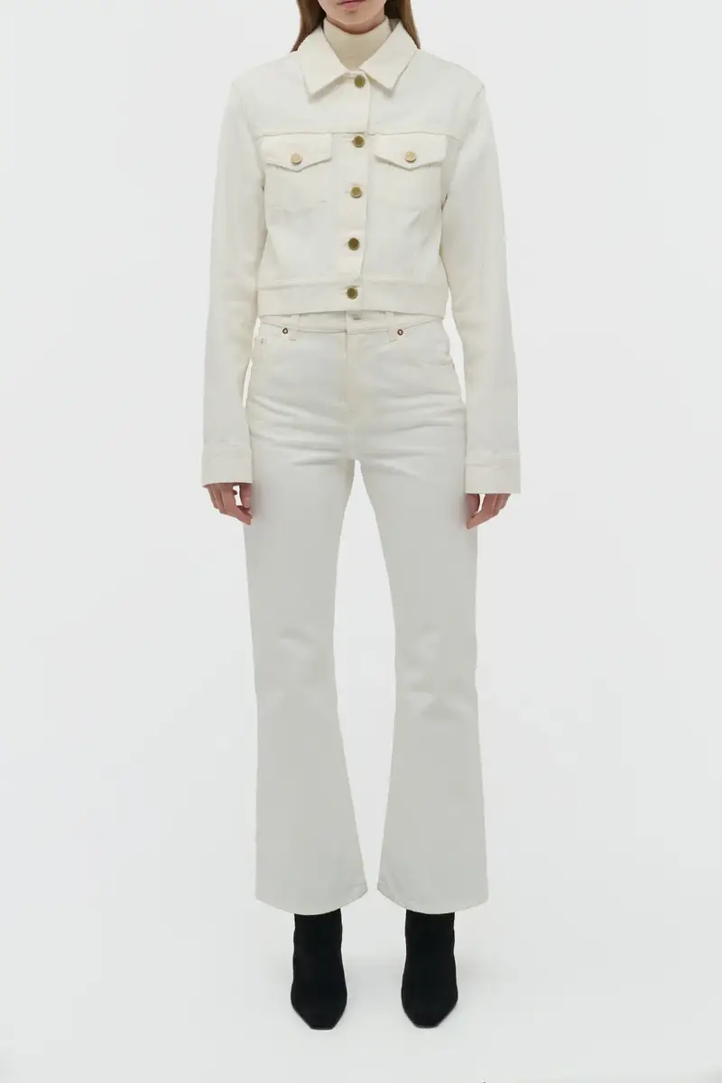 Gabriela Hearst Ezra Bootcut Cropped Jean in White Recycled Cotton Denim | Thumbnail 2