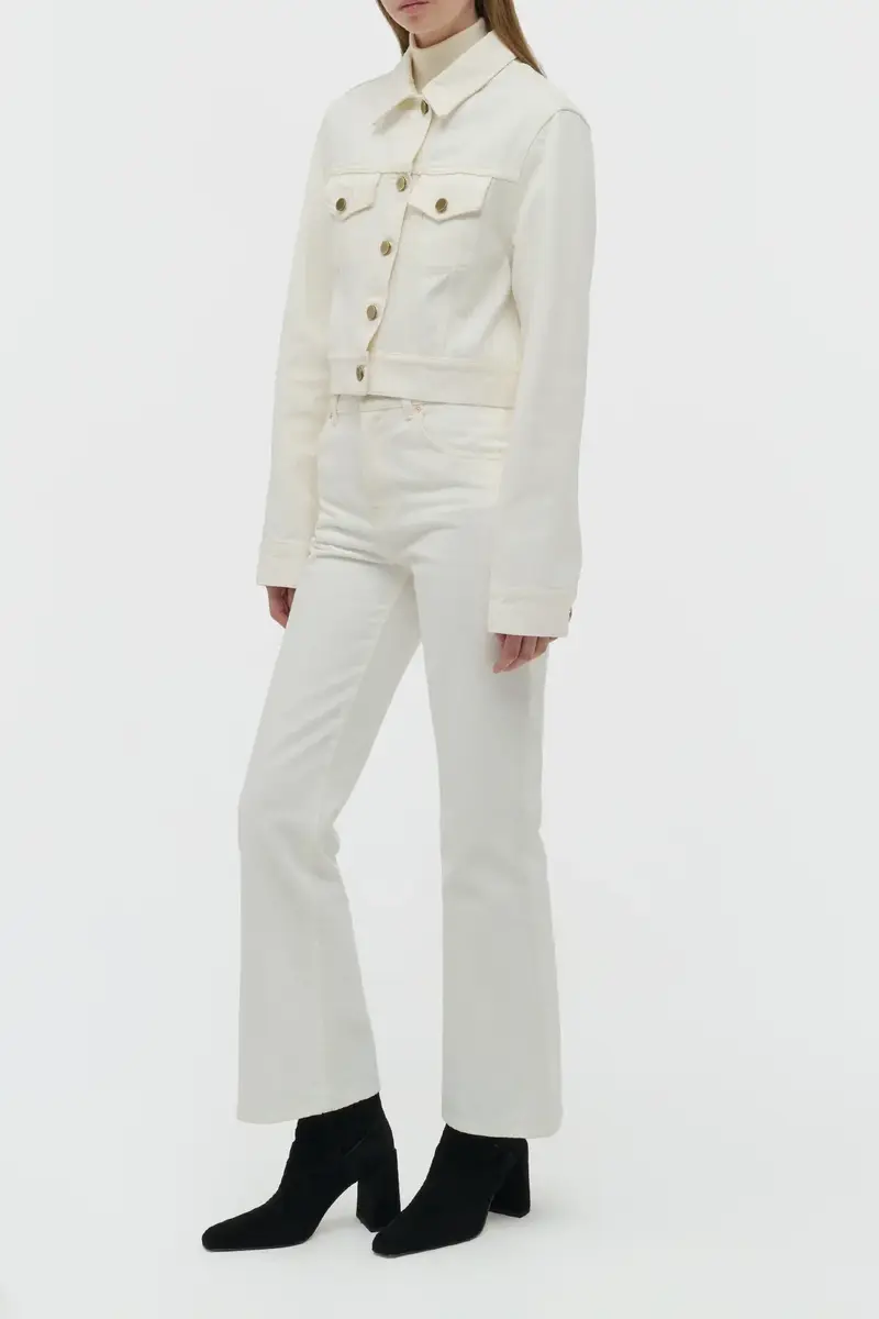 Gabriela Hearst Ezra Bootcut Cropped Jean in White Recycled Cotton Denim | Thumbnail 3
