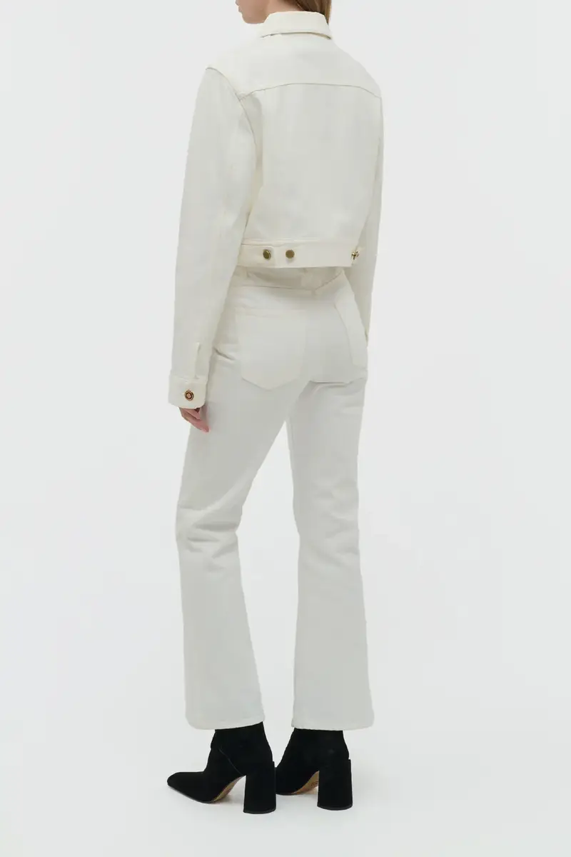 Gabriela Hearst Ezra Bootcut Cropped Jean in White Recycled Cotton Denim | Thumbnail 4