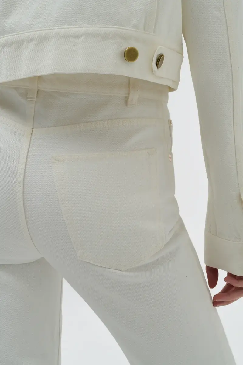 Gabriela Hearst Ezra Bootcut Cropped Jean in White Recycled Cotton Denim | Thumbnail 5