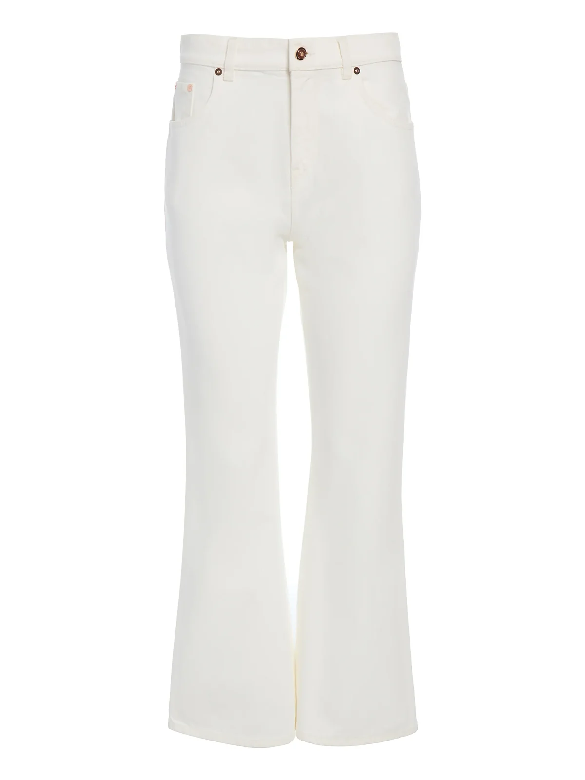 Gabriela Hearst Ezra Bootcut Cropped Jean in White Recycled Cotton Denim