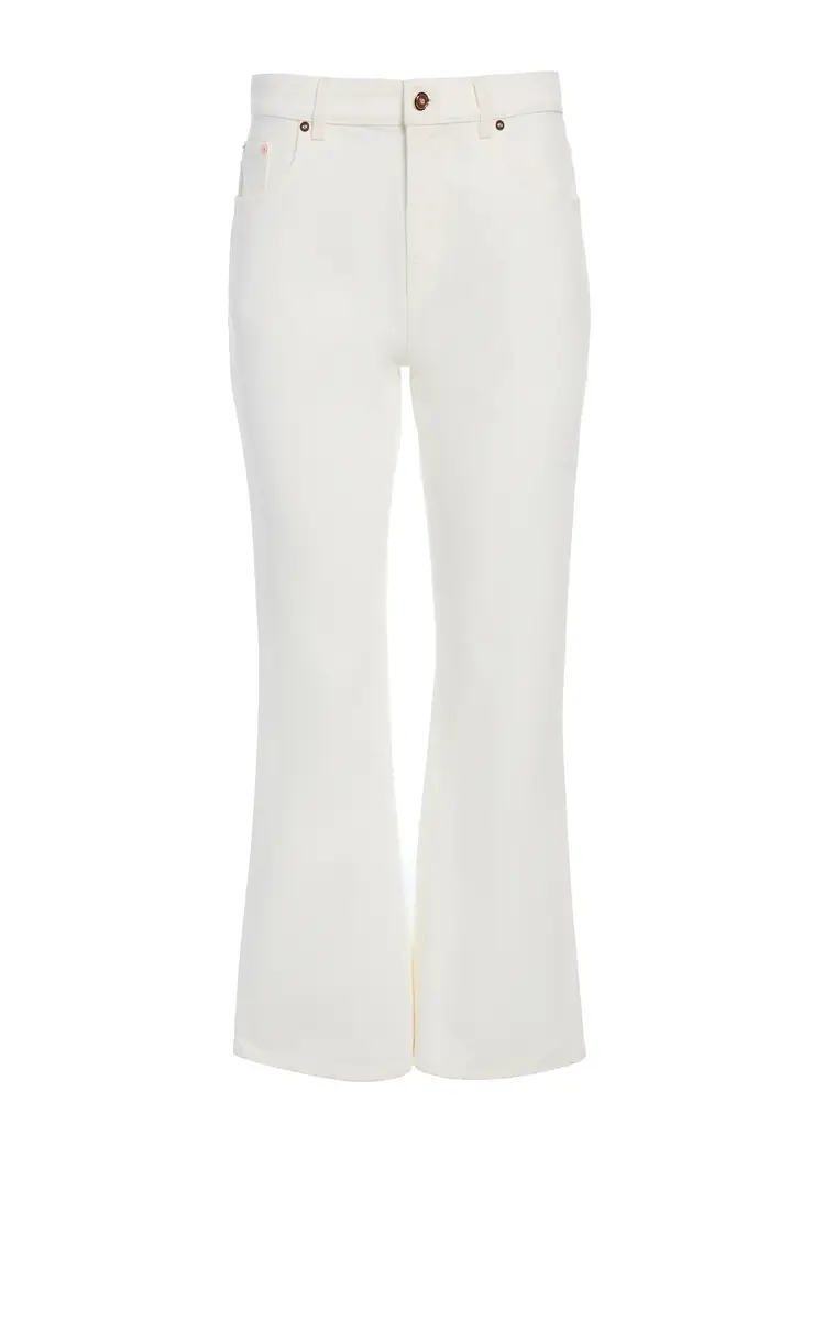 Ezra Bootcut Cropped Jean in White Recycled Cotton Denim Ezra Bootcut Cropped Jean in White Recycled Cotton Denim