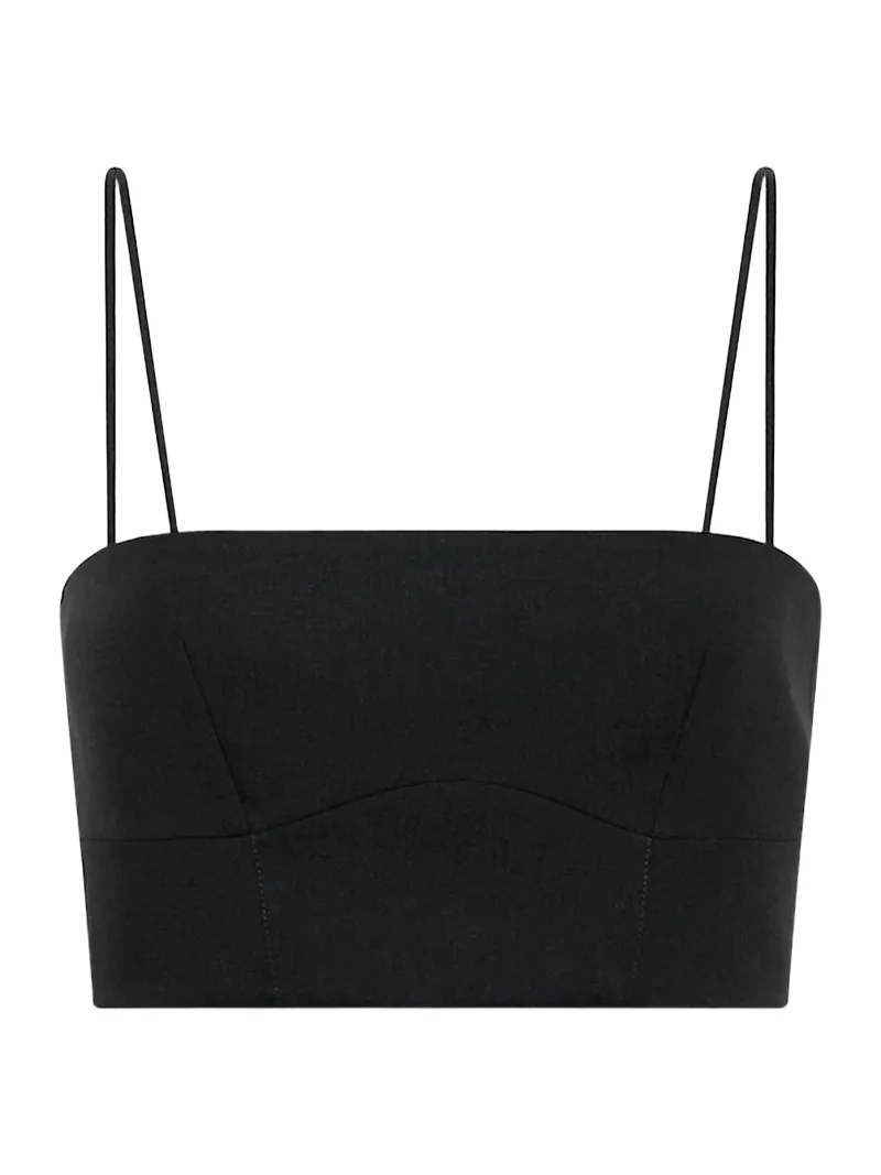 Gabriela Hearst Blazie Top in Black Aloe Linen