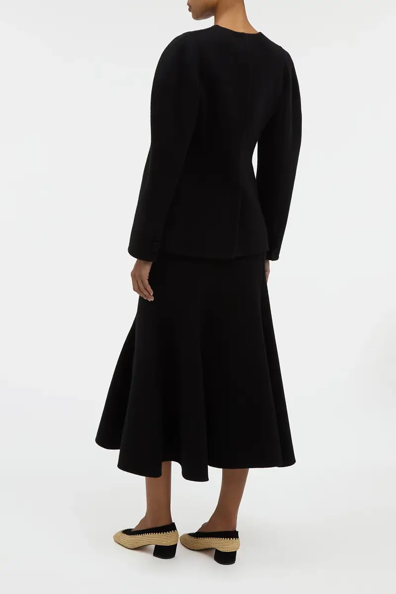Gabriela Hearst Patterson Midi Skirt in Black Double-face Recycled Cashmere | Thumbnail 4