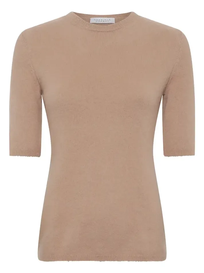 Xanthe Knit Top in Camel Brushed Cashmere