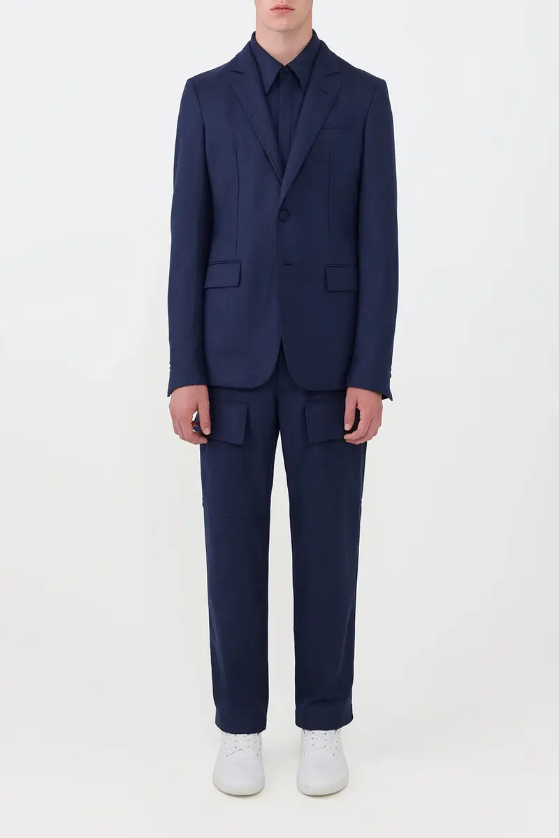 Gabriela Hearst Irving Jacket in Navy Wool Cashmere Flannel | Thumbnail 2