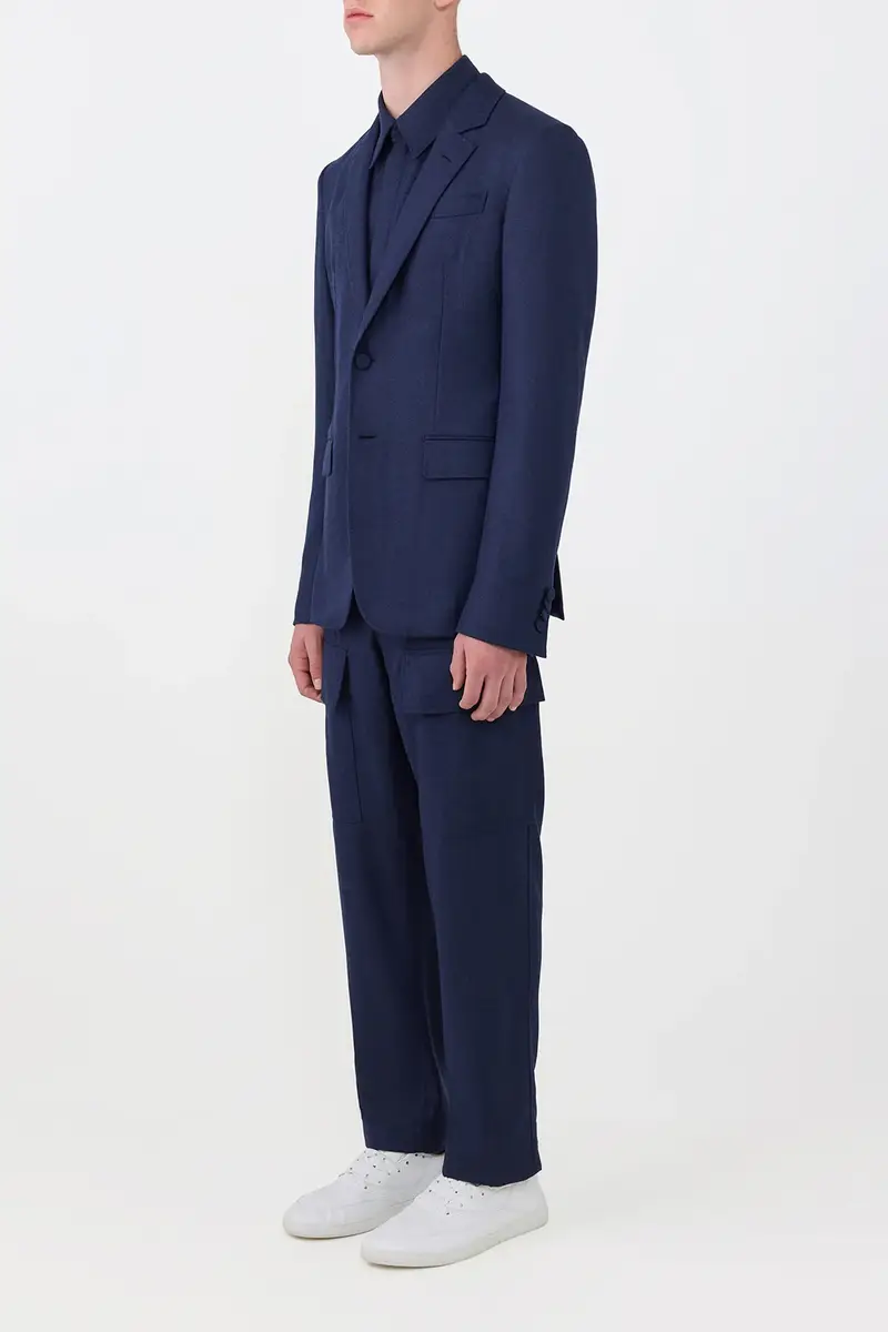 Gabriela Hearst Irving Jacket in Navy Wool Cashmere Flannel | Thumbnail 3