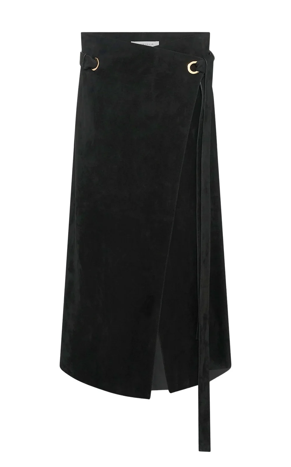 Gabriela Hearst Idalia Wrap Midi Skirt in Black Suede