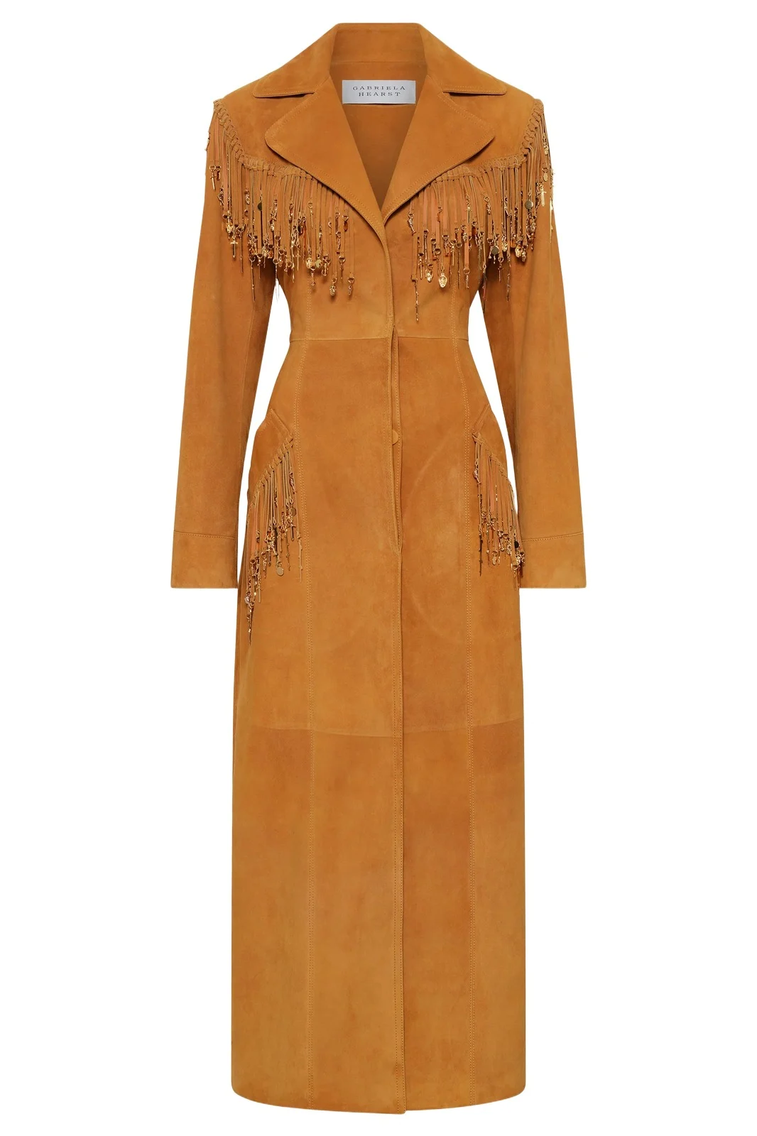 Thaniel Fringe Trench Coat in Cashew Suede with Charms Thaniel Fringe Trench Coat in Cashew Suede with Charms