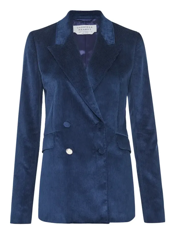 Gabriela Hearst Angela Blazer in Electric Navy Sea Island Cotton Corduroy