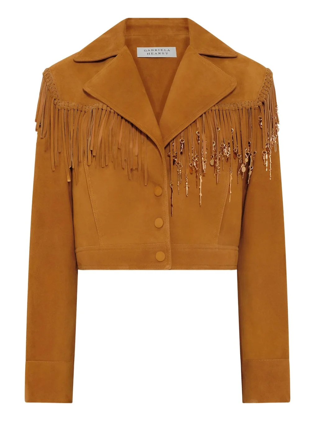 Azra Fringe Jacket in Cashew Suede with Charms Azra Fringe Jacket in Cashew Suede with Charms