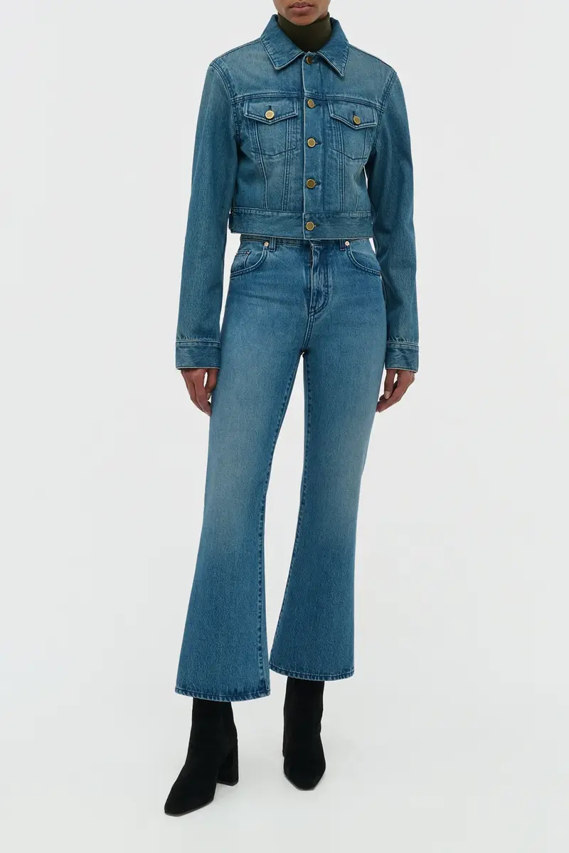 Gabriela Hearst Ezra Bootcut Cropped Jean in Uruguayan Blue Recycled Cotton Denim | Thumbnail 2