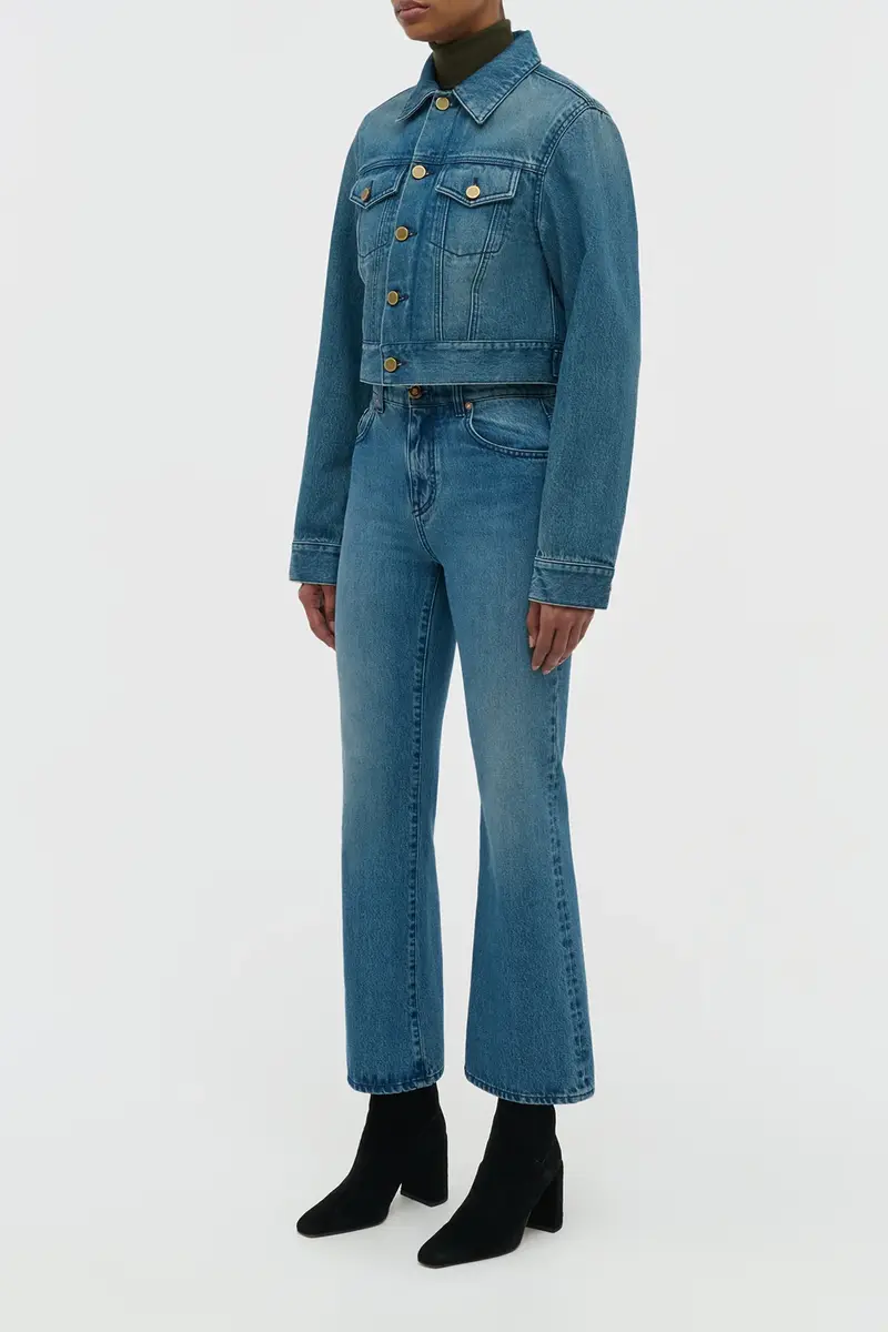 Gabriela Hearst Ezra Bootcut Cropped Jean in Uruguayan Blue Recycled Cotton Denim | Thumbnail 3