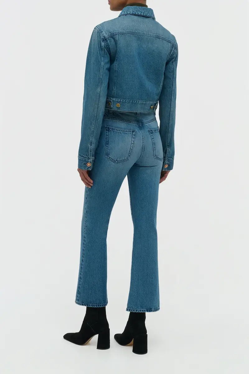Gabriela Hearst Ezra Bootcut Cropped Jean in Uruguayan Blue Recycled Cotton Denim | Thumbnail 4