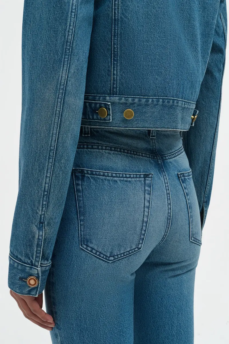 Gabriela Hearst Ezra Bootcut Cropped Jean in Uruguayan Blue Recycled Cotton Denim | Thumbnail 5