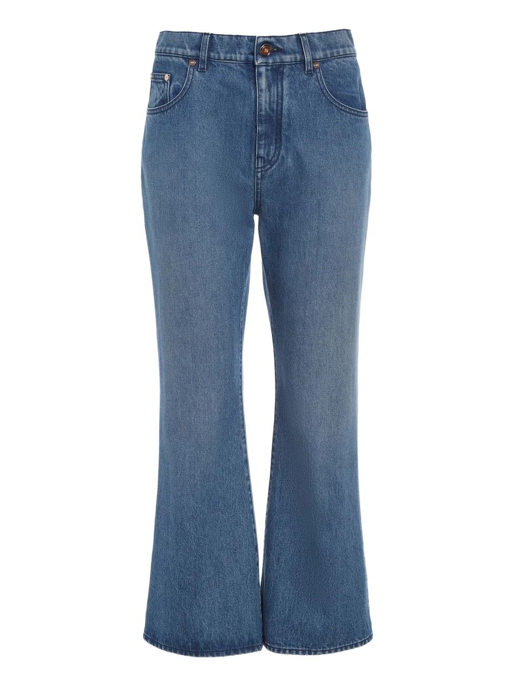 Gabriela Hearst Ezra Bootcut Cropped Jean in Uruguayan Blue Recycled Cotton Denim