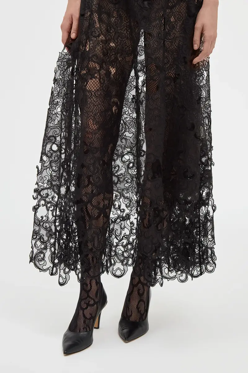Gabriela Hearst Luma Slip Midi Dress in Black Silk Organza Lace | Thumbnail 7