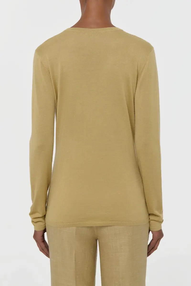 Gabriela Hearst Clementia Knit V-Neck Sweater in Hay Cashmere Silk | Thumbnail 4