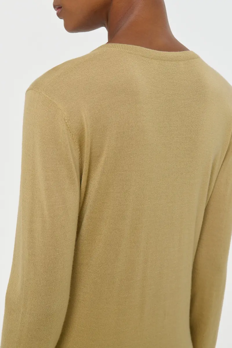 Gabriela Hearst Clementia Knit V-Neck Sweater in Hay Cashmere Silk | Thumbnail 6