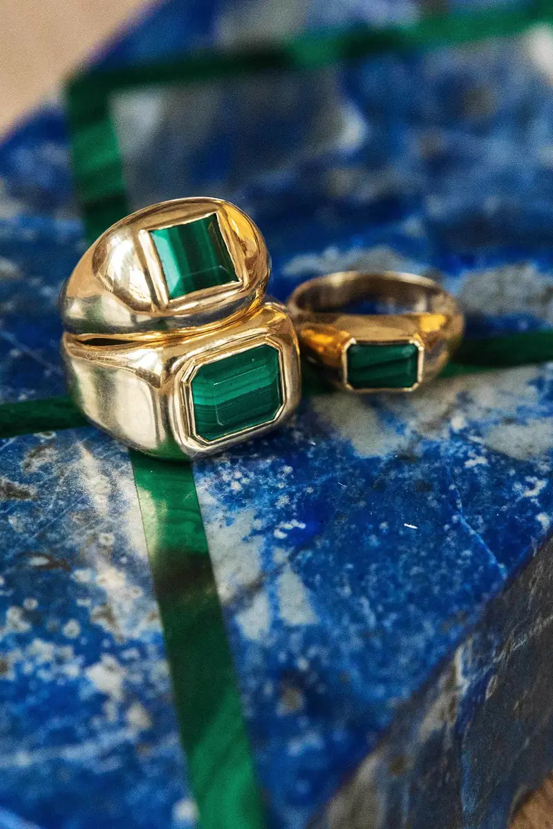 Gabriela Hearst Small Ring in 18K Yellow Gold & Malachite Stone | Thumbnail 6 Gabriela Hearst Small Ring in 18K Yellow Gold & Malachite Stone | Thumbnail 6