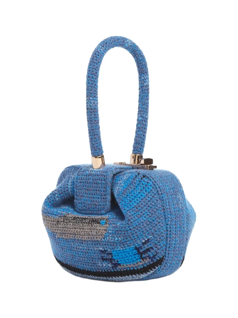 Demi Bag in Water Multi Crochet Cashmere Demi Bag in Water Multi Crochet Cashmere