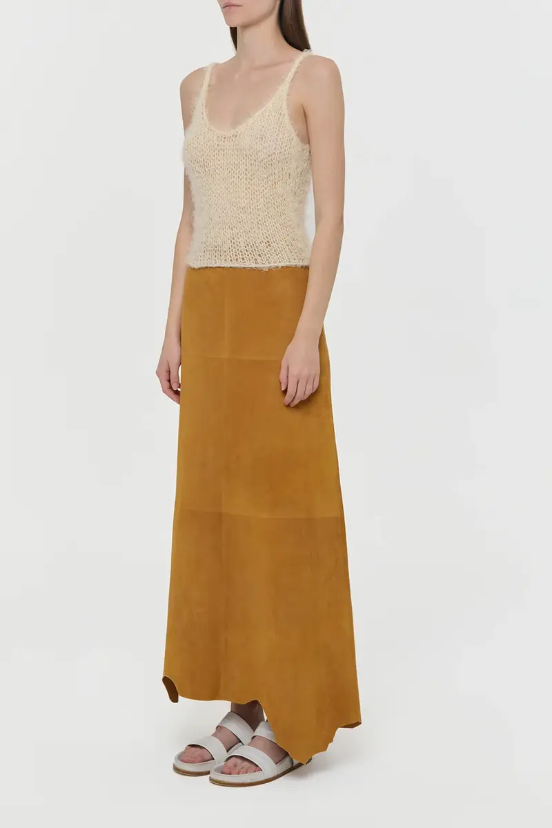 Gabriela Hearst Talor Raw Cut Maxi Skirt in Cashew Suede | Thumbnail 5 Gabriela Hearst Talor Raw Cut Maxi Skirt in Cashew Suede | Thumbnail 5