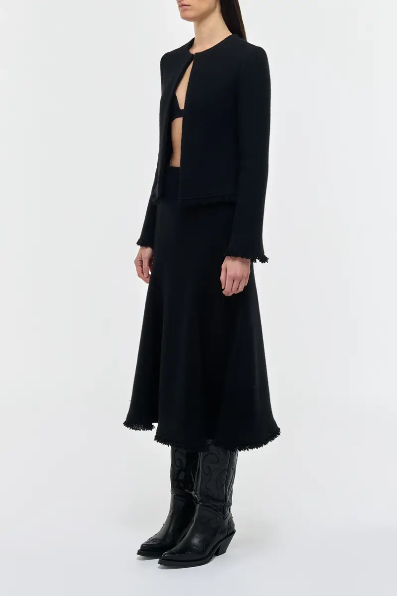 Gabriela Hearst Patterson Midi Skirt in Black Virgin Wool Cashmere | Thumbnail 3 Gabriela Hearst Patterson Midi Skirt in Black Virgin Wool Cashmere | Thumbnail 3