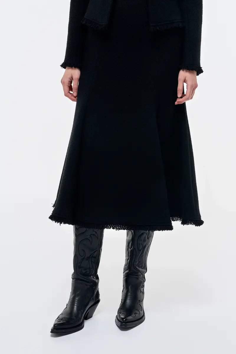 Gabriela Hearst Patterson Midi Skirt in Black Virgin Wool Cashmere | Thumbnail 5 Gabriela Hearst Patterson Midi Skirt in Black Virgin Wool Cashmere | Thumbnail 5
