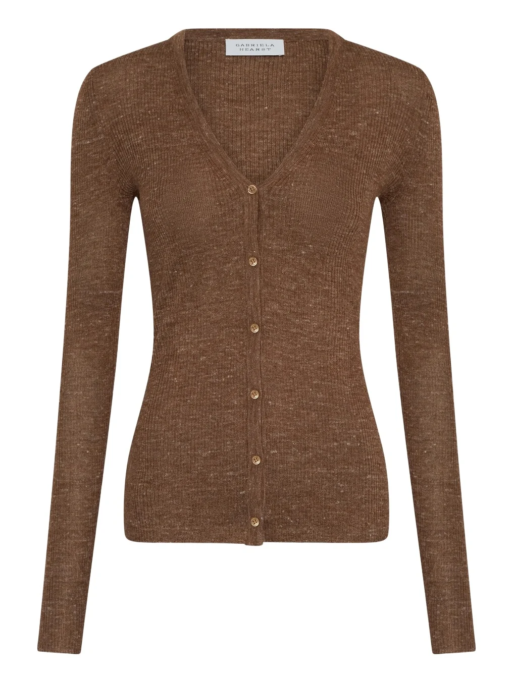 Aiste Knit Cardigan in Chestnut Cashmere Silk with Hemp