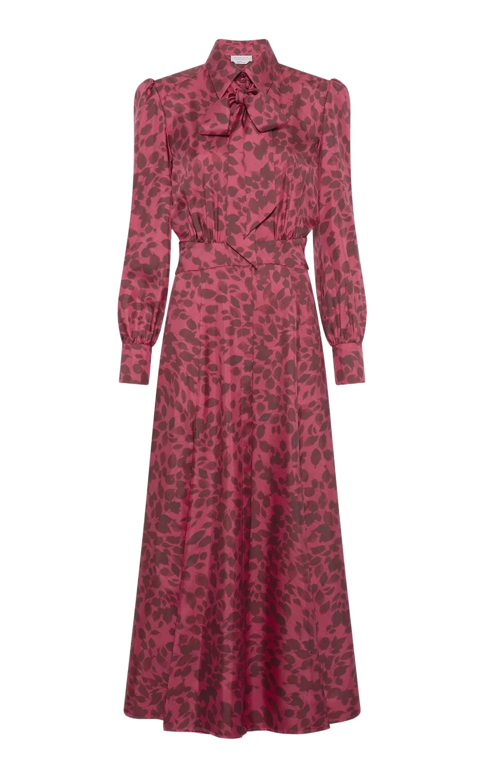 Gabriela Hearst Phelan Maxi Shirtdress in Fuchsia Printed Silk Twill