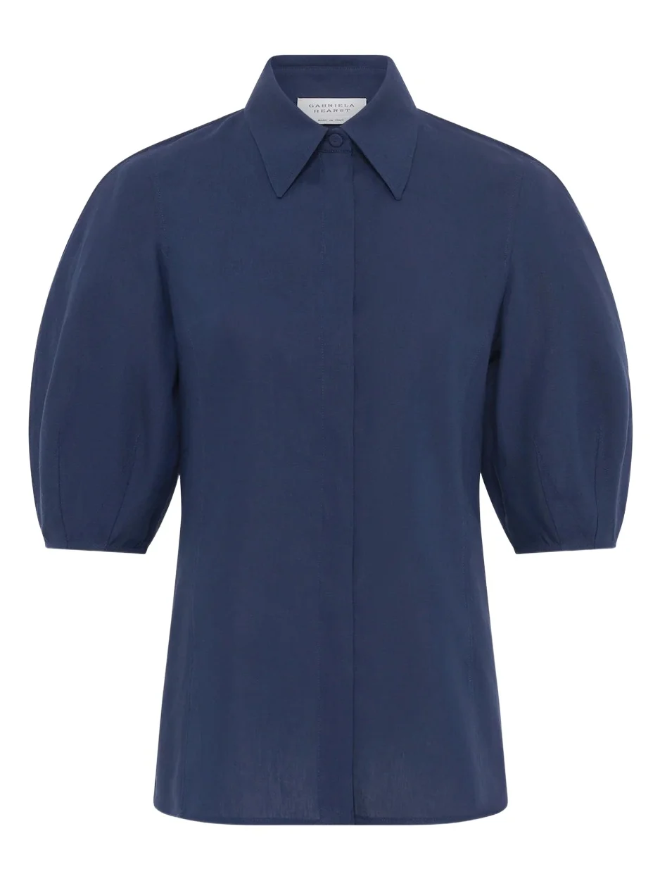 Sansi Top in Electric Navy Aloe Linen Sansi Top in Electric Navy Aloe Linen