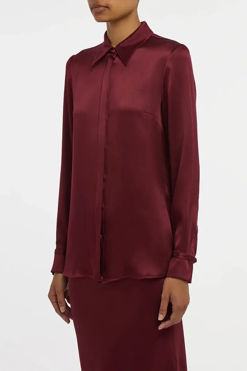 Gabriela Hearst Cruz Shirt in Bordeaux Silk Satin | Thumbnail 3 Gabriela Hearst Cruz Shirt in Bordeaux Silk Satin | Thumbnail 3