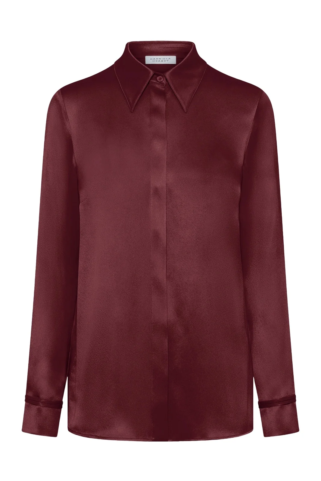 Cruz Shirt in Bordeaux Silk Satin Cruz Shirt in Bordeaux Silk Satin