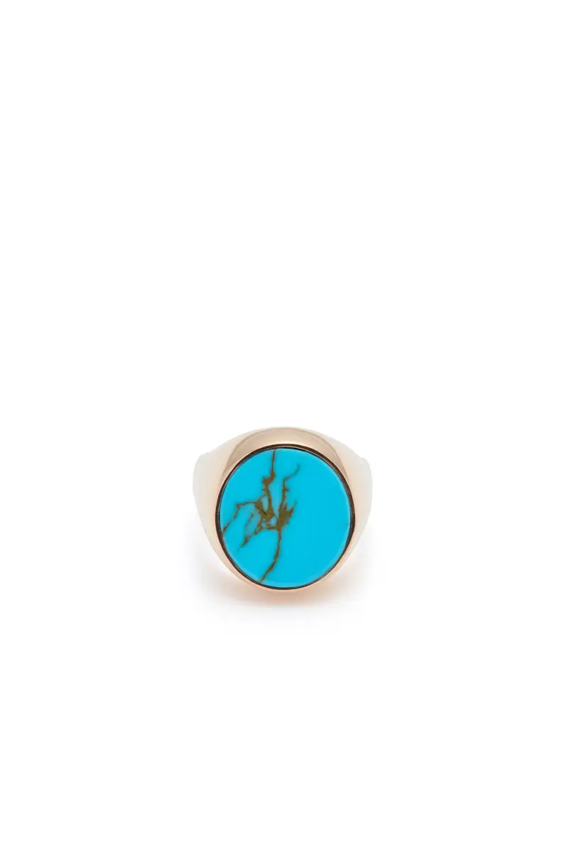 Gabriela Hearst Signet Ring in 18K Rose Gold & Turquoise Stone with Blue Sapphire | Thumbnail 2 Gabriela Hearst Signet Ring in 18K Rose Gold & Turquoise Stone with Blue Sapphire | Thumbnail 2