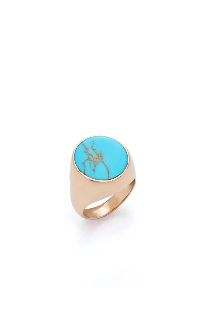 Gabriela Hearst Signet Ring in 18K Rose Gold & Turquoise Stone with Blue Sapphire