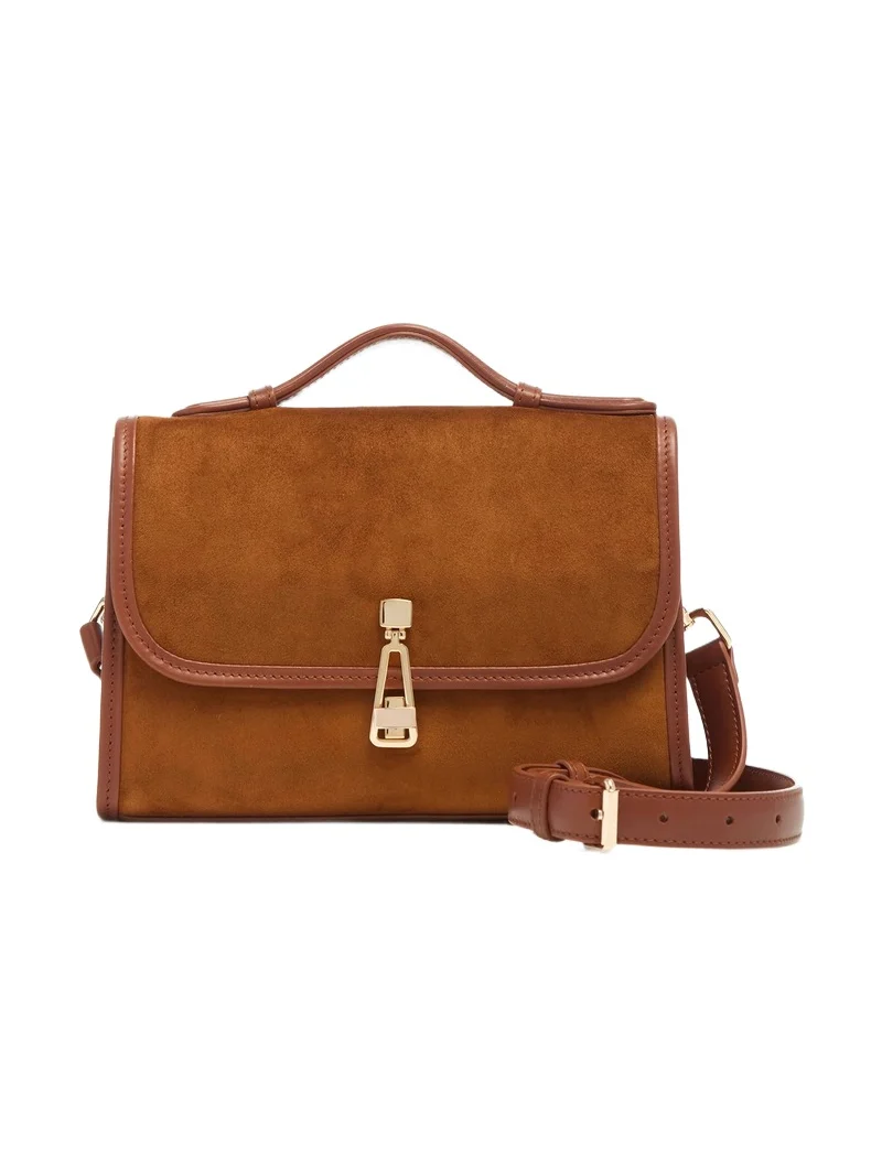 Gabriela Hearst Small Leonora Flap Bag in Cognac Suede