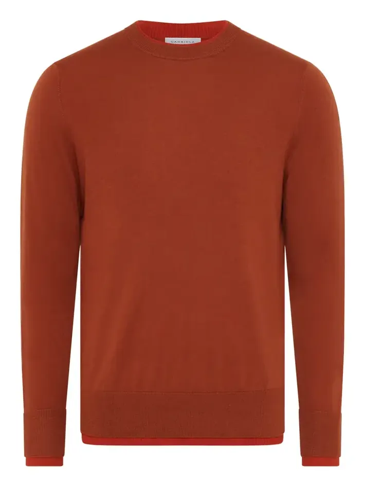 Wells Reversible Knit Sweater in Rust & Antelope Orange Cashmere Silk Wells Reversible Knit Sweater in Rust & Antelope Orange Cashmere Silk