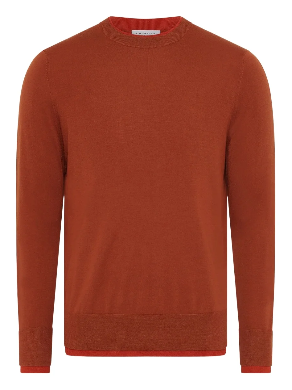 Wells Reversible Knit Sweater in Rust & Antelope Orange Cashmere Silk Wells Reversible Knit Sweater in Rust & Antelope Orange Cashmere Silk